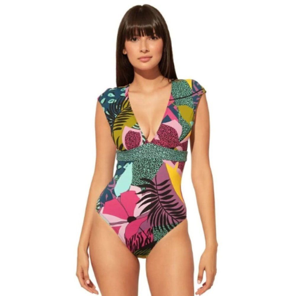 Bleu Rod Beattie Women's Cap Sleeve Mio Jungle Book One Piece Swimsuit Size 14